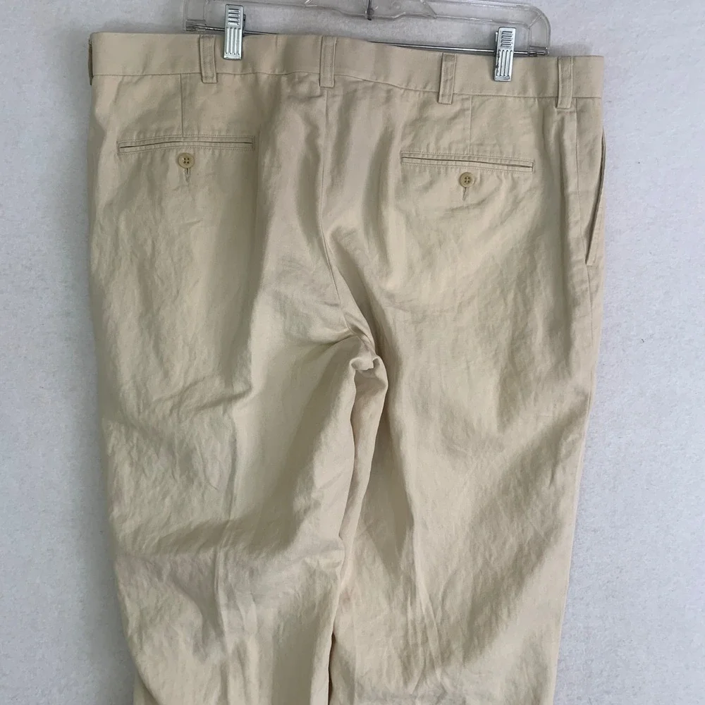 Polo Ralph Lauren Pants Mens 38/29 Beige Straight Linen Blend Trousers Preppy